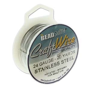 BeadsBalzar Beads & Crafts (CW24R-SS-20) CRAFT WIRE 24GA ROUND 20YD SPL STAINLESS STEE