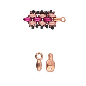 BeadsBalzar Beads & Crafts (CYM-SD-012204-RG) CYMBAL VOURKOTI-SUPERDUO BEADEND ROSE GOLD PLATE (4 PCS)