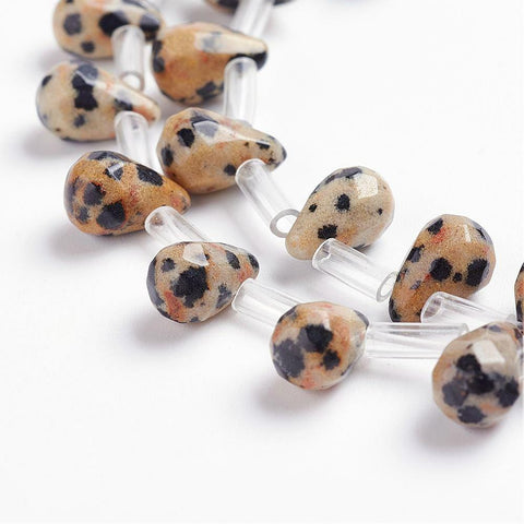 BeadsBalzar Beads & Crafts DALMATION JASPER (BG4712F) Natural Agate Beads , Drop, Faceted, Dyed Size: about 6mm wide, 9mm long, hole: 1mm (& COLORS) (BG4712X)