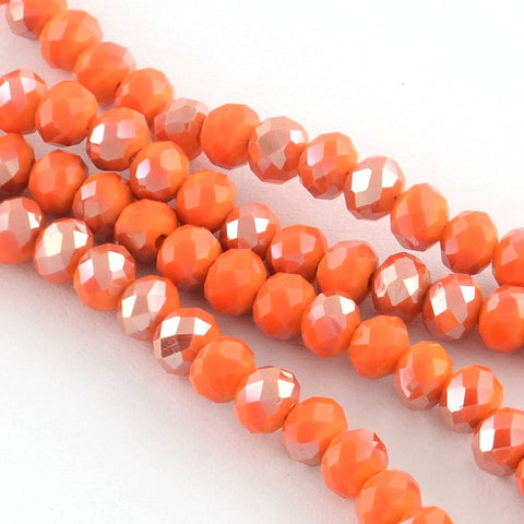 BeadsBalzar Beads & Crafts DARK ORANGE (BE3921-09) (BE3921-X) Electroplate Glass Faceted Abacus Bead Strands, Half Plated, (1 STR)