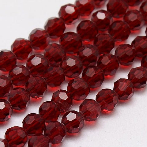 BeadsBalzar Beads & Crafts DARK RED (BE7916-20) (BE7916-X) Glass Beads Strands, Faceted, Round, 8mm (1 STR)