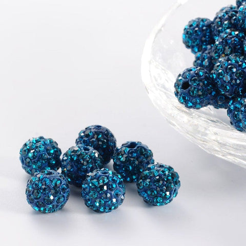 BeadsBalzar Beads & Crafts (DB4612A) Polymer Clay Rhinestone Beads 19MM BLUE