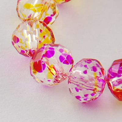 BeadsBalzar Beads & Crafts DEEP PINK (BE8306-02) (BE8306-X) Spray Painted Glass Bead Strands, Faceted, Rondelle, 8x6mm (1 STR)