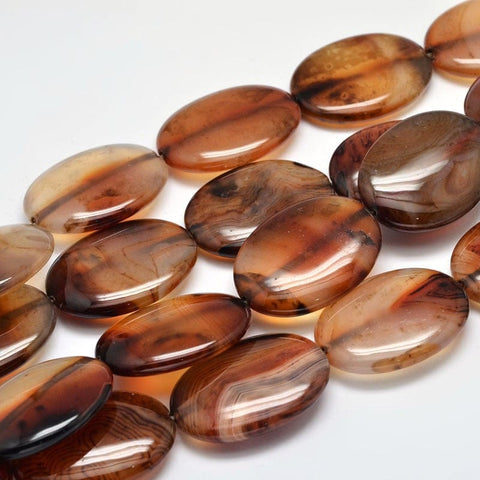 BeadsBalzar Beads & Crafts Dyed Oval Natural Agate Bead Strands 40MM (BG5108)