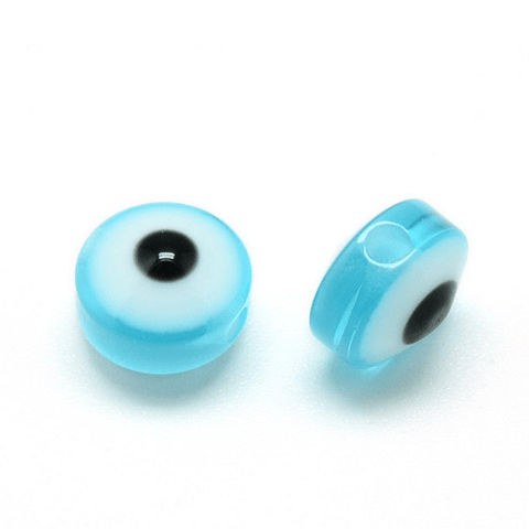 BeadsBalzar Beads & Crafts (EE4444A) LIGHT BLUE (EE4444X) Resin Beads, Flat Round, Evil Eye,10~11mm (50 PCS)