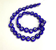 Load image into Gallery viewer, BeadsBalzar Beads &amp; Crafts (EE5727-X) Handmade Evil Eye Lampwork Flat Round Bead , Blue 6mm (50 PCS)
