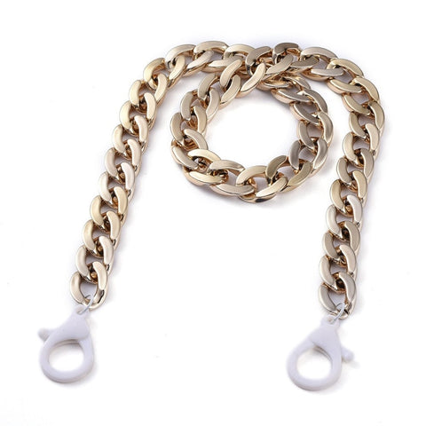 BeadsBalzar Beads & Crafts (EG7280-02) Personalized CCB Plastic Curb Chain Eyeglass Chains, Golden (60.5cm)
