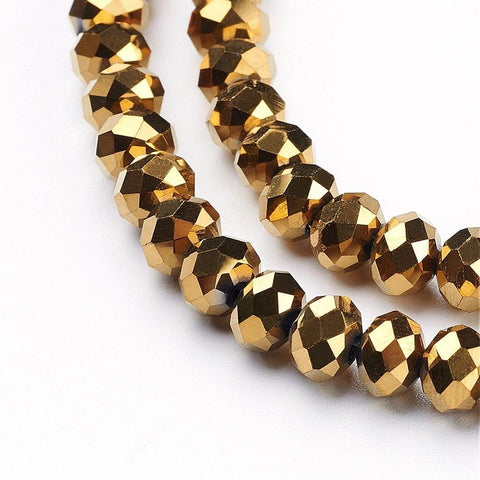 BeadsBalzar Beads & Crafts Electroplate Glass Beads Strands, Faceted, Abacus, Golden Plated 6MM (BE5012)