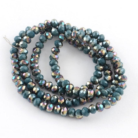BeadsBalzar Beads & Crafts Electroplate Glass Faceted Abacus Bead Strands, Half Rainbow Plated, CadetBlue 6MM (BE5101)