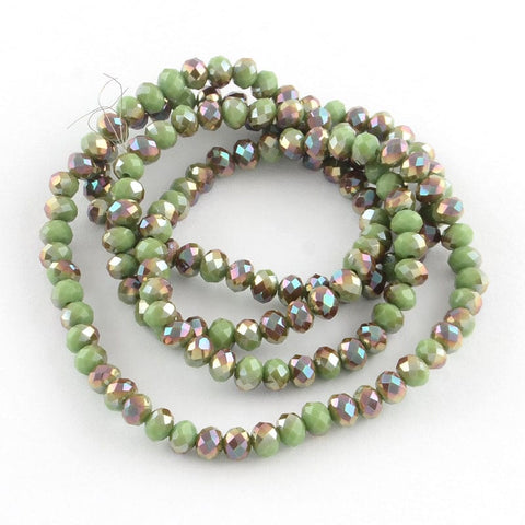BeadsBalzar Beads & Crafts Electroplate Glass Faceted Abacus Bead Strands, Half Rainbow Plated, PaleGreen 6MM (BE5088)