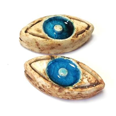 BeadsBalzar Beads & Crafts Enamel Ceramic Slider Evils Eye Stonewashed 24x12mm (Ø 1.7mm) (2 pieces) (GE2951)