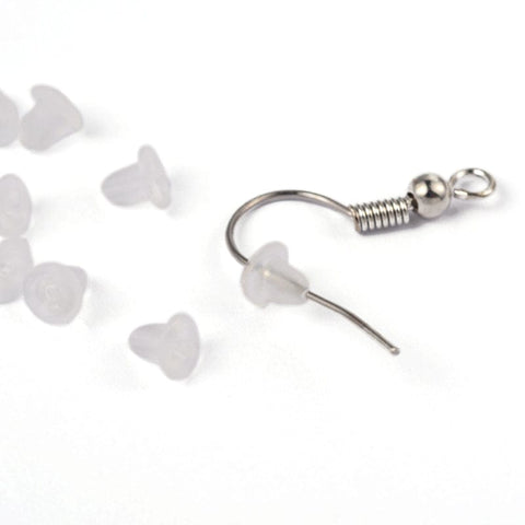 BeadsBalzar Beads & Crafts (EP3731) Clear Soft Plastic Earring Back Stopper Ear Nut Findings  (200 PCS)