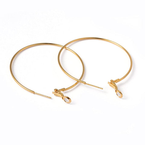 BeadsBalzar Beads & Crafts (ER1348) Brass Earring Findings Hoops, DIY Material for Basketball Wives Hoop Earrings, 45MM