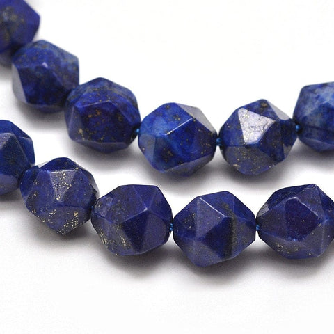 BeadsBalzar Beads & Crafts Faceted Round-Polygon Natural Gemstone Lapis Lazuli , Dyed Size: about 14mm (BG5240)