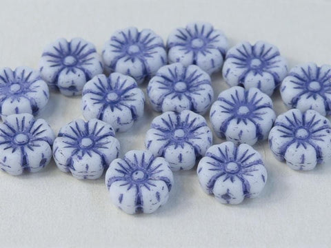 BeadsBalzar Beads & Crafts (FLB-03000-54325) BLUE (FLB-XX) GLASS FLOWER BEADS SLIDER 9 MM / HOLE 0.7MM (20 PCS)
