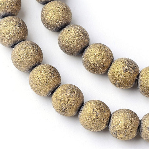 BeadsBalzar Beads & Crafts Frosted Glass Beads Golden 8mm (BE4462)