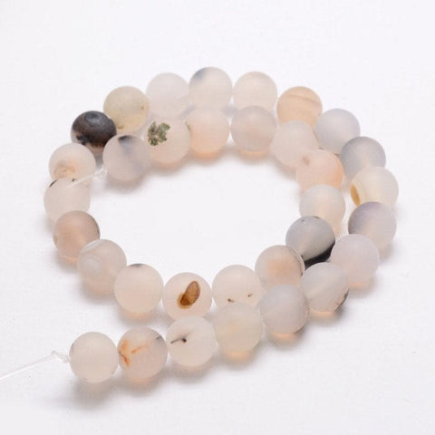BeadsBalzar Beads & Crafts Frosted Natural Agate Round Beads Strands, Size: about 6mm (BG5243)