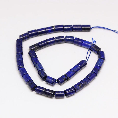 BeadsBalzar Beads & Crafts (GB4667) Natural Lapis Lazuli Column Bead Strands, Lapis Lazuli (+-42 PCS)