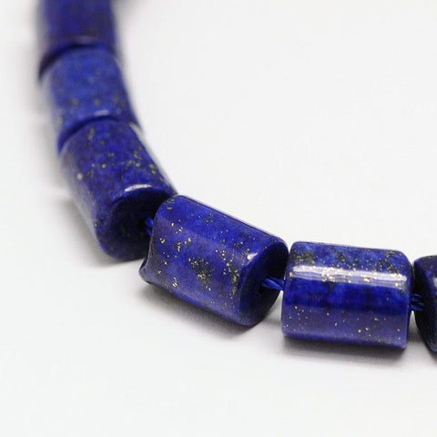 BeadsBalzar Beads & Crafts (GB4667) Natural Lapis Lazuli Column Bead Strands, Lapis Lazuli (+-42 PCS)