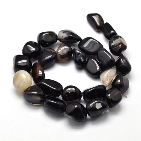 BeadsBalzar Beads & Crafts (GB4668) Natural Black Agate Nuggets Bead Strands 10-13MM (1 STR)