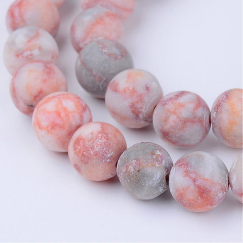 BeadsBalzar Beads & Crafts (GB4682) Natural Netstone Beads Strands, Round, Frosted 8MM