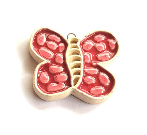 BeadsBalzar Beads & Crafts (GB5584) Ceramic Enamelled Pendant Butterfly 56x47mm