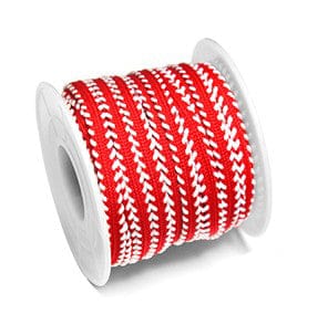 BeadsBalzar Beads & Crafts (GCP7150B-12) RED MOSTLY 12 METERS (GCP7150X) Polyester Flat Cord 5mm RED/WHITE