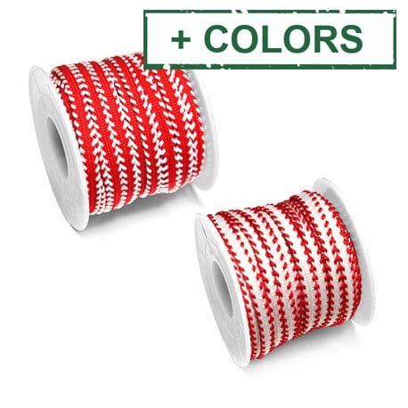 BeadsBalzar Beads & Crafts (GCP7150X) Polyester Flat Cord 5mm RED/WHITE