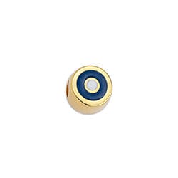 BeadsBalzar Beads & Crafts GD.PL./DK BLUE (GQ6200C) (GQ6200X) Eye bead 8x9mm ,hole: 3mm 24KT GOLD PLATED (2 PCS)