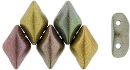 BeadsBalzar Beads & Crafts (GDU-K0162) GEMDUO 8X5MM  Matte - Metalic Gold Copper Iris