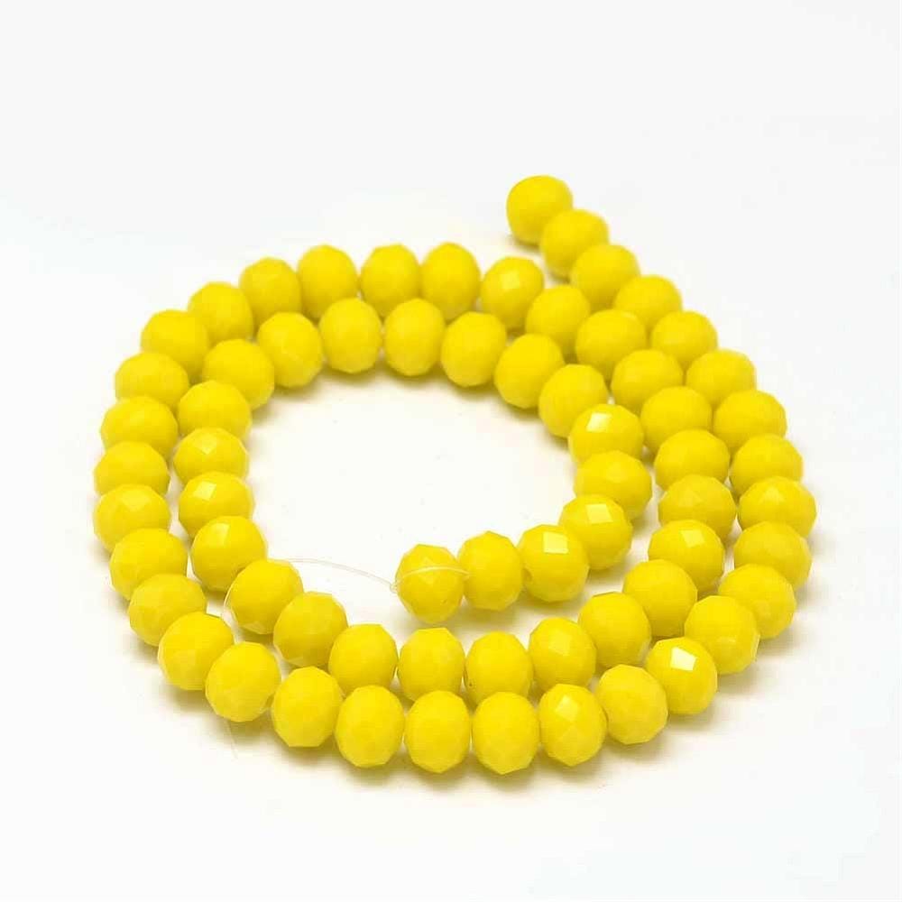 BeadsBalzar Beads & Crafts Glass Beads Strands, Faceted Abacus , Yellow 8MM (BE5117)