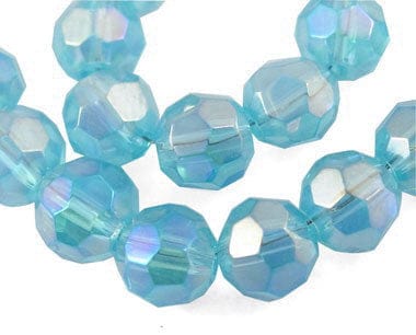 BeadsBalzar Beads & Crafts Glass Beads Strands, Faceted Round, SkyBlue, AB Color Plated 8MM (BE5005)