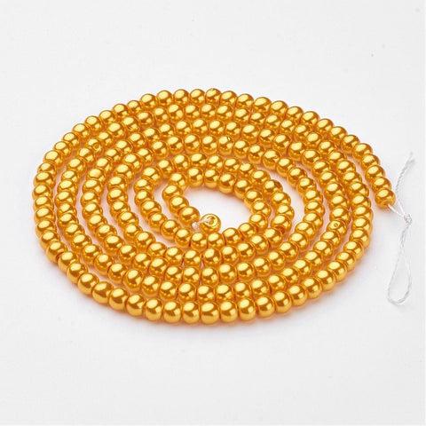 BeadsBalzar Beads & Crafts Glass Pearls 4mm Gold (BE4308)