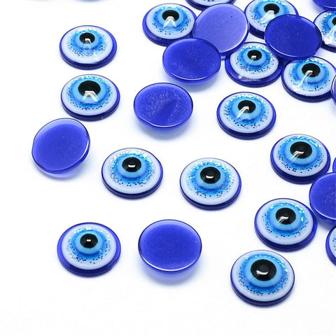 BeadsBalzar Beads & Crafts Glitter Resin Evil Eye8mm (50 pieces)  (EE4430)