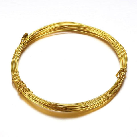 BeadsBalzar Beads & Crafts GOLD (AW6912-14) (AW6912X) Aluminum Wire, Size:20 Gauge, 0.8mm in diameter, (10m)