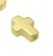 BeadsBalzar Beads & Crafts GOLD PLATED (925-44J1) (925-44X) Sterling silver Cross 9x7mm :hole 1,4mm (1 PC)