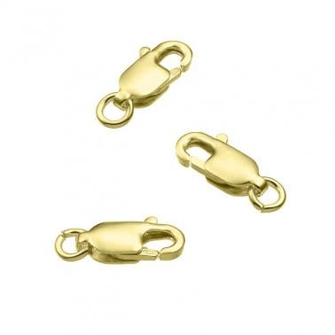 BeadsBalzar Beads & Crafts GOLD PLATED (925-52GD) (925-52X) Sterling silver Lobster claw clasps 10.1mm (2 pcs)