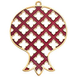 BeadsBalzar Beads & Crafts GOLD/RED (GQP6794A) (GQP6794X) Pomegranate with perforated pattern pendant 71X94MM