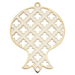 BeadsBalzar Beads & Crafts GOLD/WHITE (GQP6794B) (GQP6794X) Pomegranate with perforated pattern pendant 71X94MM