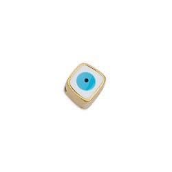 BeadsBalzar Beads & Crafts GOLD/WHITE/LT BLUE (GQE7110A) (GQE7110X-10PC) Square eye 8mm bead Φ1.5mm (10 PCS)