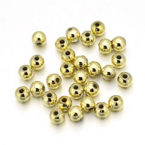 BeadsBalzar Beads & Crafts GOLDEN (AB8550-GD) (AB8550-X) Opaque Acrylic Beads, Round, 4mm (10 GMS / +- 300 PCS)