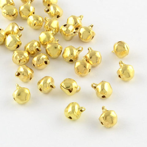 BeadsBalzar Beads & Crafts GOLDEN (JB3963G) (JB3962X) Iron Bell Charms, Size: about 14x11.5mm (20 PCS)