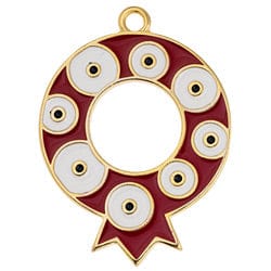 BeadsBalzar Beads & Crafts GOLS PL./RED (GQP7921B) (GQP7921X) Pomegranate motif with eye pattern pendant 30X41MM (1 PC)