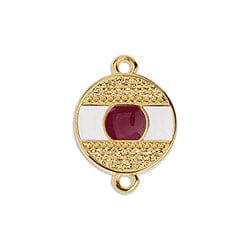 BeadsBalzar Beads & Crafts (GQ5842B) GOLD RED (GQ5842X) Eye round motif with grains with 2 rings 14X19MM (2 PCS)