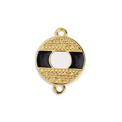 BeadsBalzar Beads & Crafts (GQ5842C) GOLD /BLACK (GQ5842X) Eye round motif with grains with 2 rings 14X19MM (2 PCS)