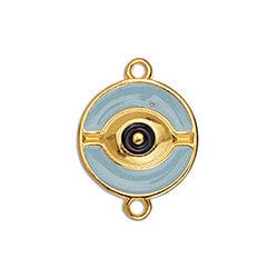 BeadsBalzar Beads & Crafts GQ5846B GOLD/TURQOUISE (GQ5846X) Eye 18mm with line pendant 24KT GOLD PLATED (2 PCS)