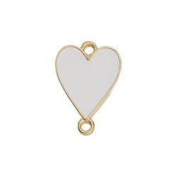 BeadsBalzar Beads & Crafts (GQ6181B) GOLD / WHITE (GQ6181X) 19MM x 13MM Heart floral with 2 rings 24K GOLD PLATED (2 PCS)