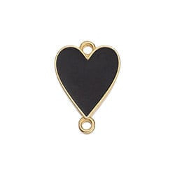 BeadsBalzar Beads & Crafts (GQ6181C) GOLD / BLACK (GQ6181X) 19MM x 13MM Heart floral with 2 rings 24K GOLD PLATED (2 PCS)