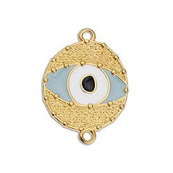 BeadsBalzar Beads & Crafts (GQ6184B) GOLD / OUTSIDE BLUE (GQ6184X) Eye with grains with 2 rings 24K GOLD PLATED (2 PCS)