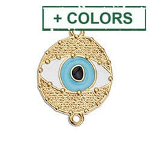 Load image into Gallery viewer, BeadsBalzar Beads &amp; Crafts (GQ6184X) Eye with grains with 2 rings 24K GOLD PLATED (2 PCS)
